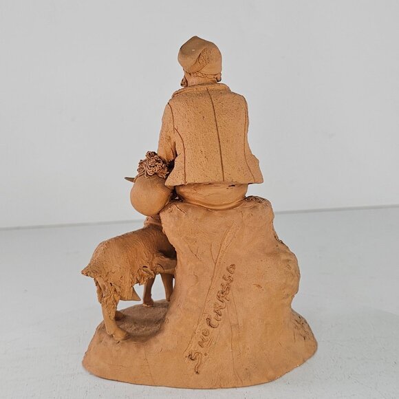Vintage Grasso Catania Italy Goat Farmer Figurine Terracotta Sculpture - Picture 5 of 9